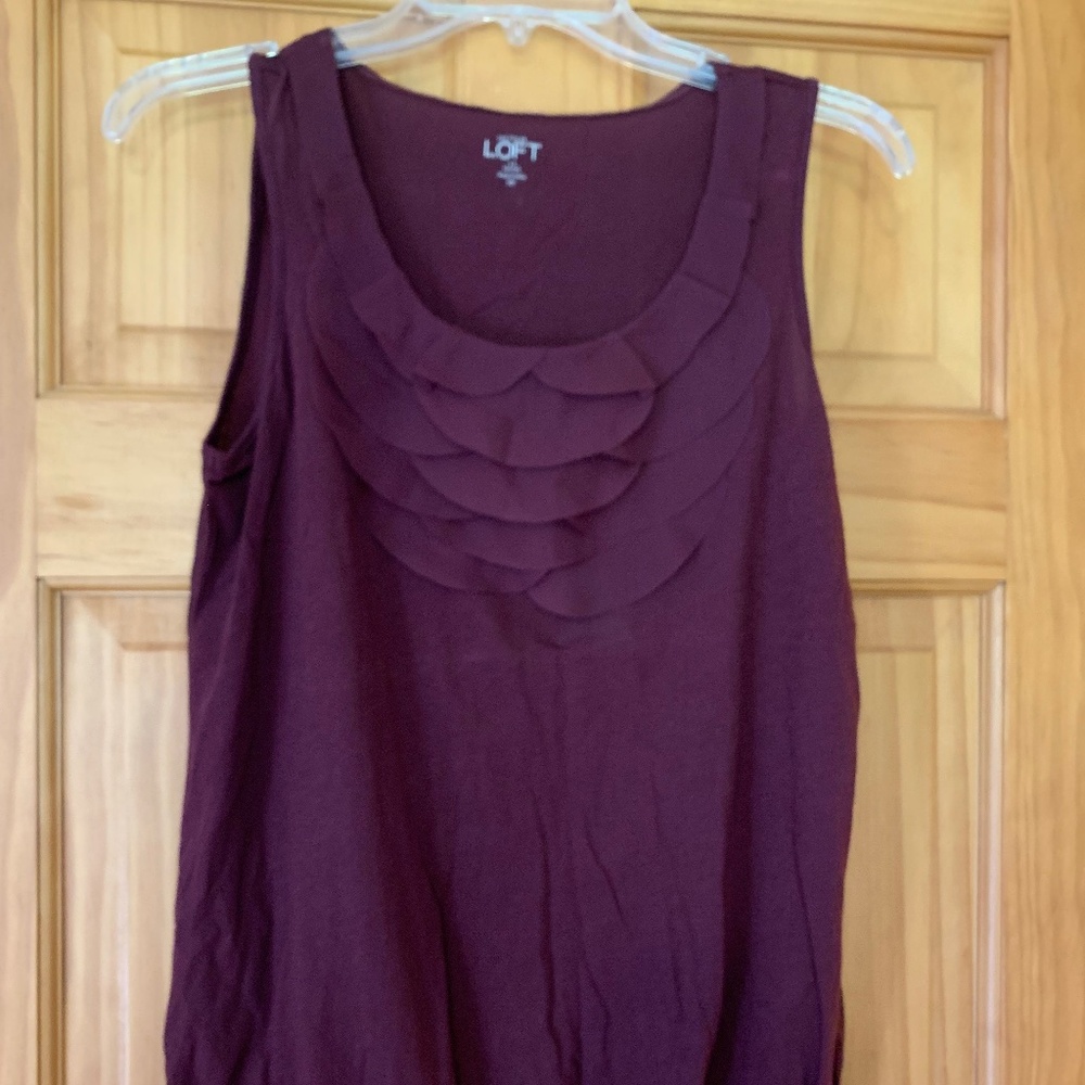 LOFT Plum Ruffle Tank - Picture 2 of 8
